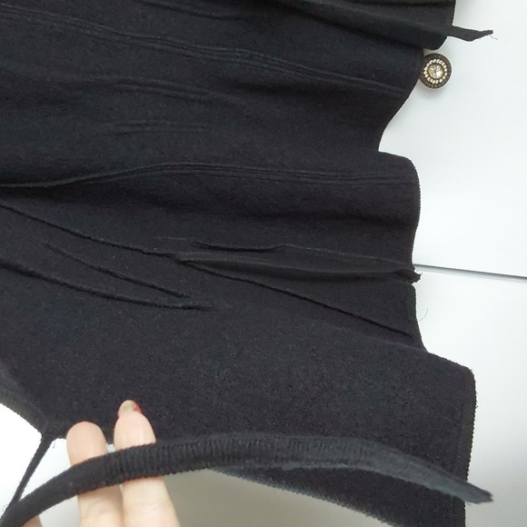 TSD Two Star Dog Black 100% Wool Minimalist Neutral Warm Wrap Coat Chic Sz.M - Picture 4 of 15